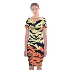 Bat Pattern Classic Short Sleeve Midi Dress by Valentinaart