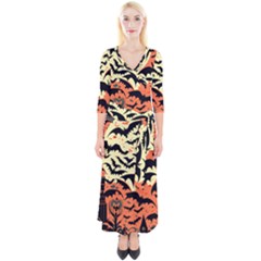 Bat Pattern Quarter Sleeve Wrap Maxi Dress by Valentinaart