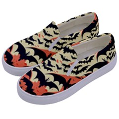 Bat Pattern Kids  Canvas Slip Ons by Valentinaart