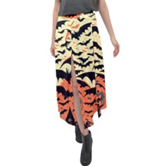 Bat Pattern Velour Split Maxi Skirt by Valentinaart