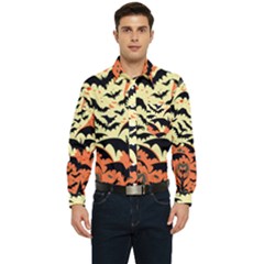 Bat Pattern Men s Long Sleeve Pocket Shirt  by Valentinaart