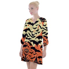 Bat Pattern Open Neck Shift Dress by Valentinaart