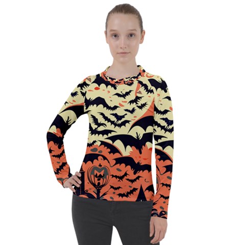 Bat Pattern Women s Pique Long Sleeve T-shirt by Valentinaart