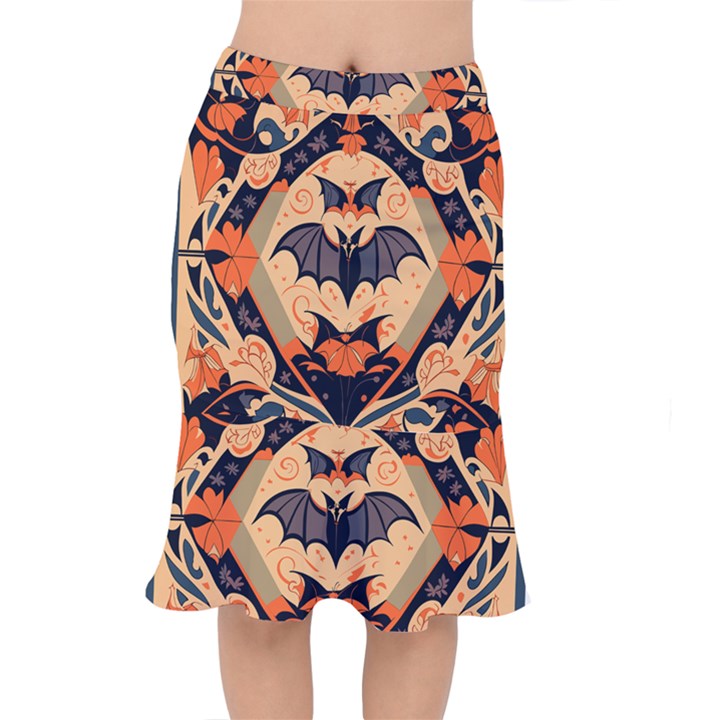 Bat pattern Short Mermaid Skirt