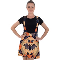 Bat Pattern Velvet Suspender Skater Skirt by Valentinaart