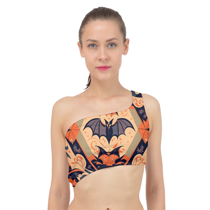 Bat pattern Spliced Up Bikini Top 