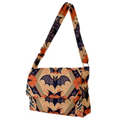 Bat Pattern Full Print Messenger Bag (l) by Valentinaart