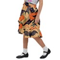 Bat pattern Kids  Ruffle Flared Wrap Midi Skirt View2