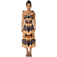 Bat Pattern Tie-strap Tiered Midi Chiffon Dress by Valentinaart