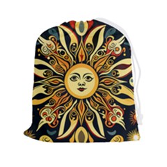 Boho Sun Drawstring Pouch (2xl) by Valentinaart