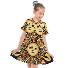 Boho Sun Kids  Short Sleeve Shirt Dress by Valentinaart