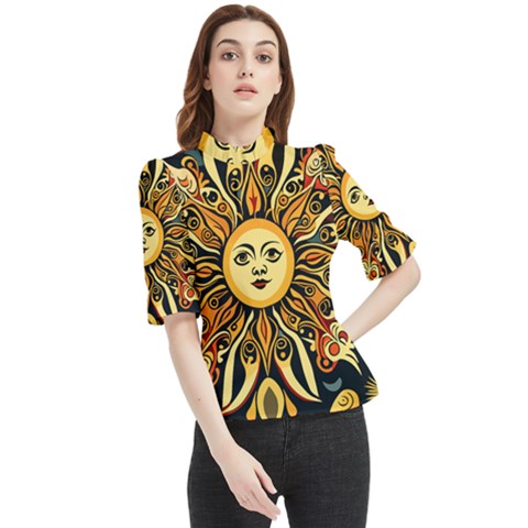 Boho Sun Frill Neck Blouse by Valentinaart