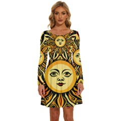 Boho Sun Long Sleeve Wide Neck Velvet Dress by Valentinaart