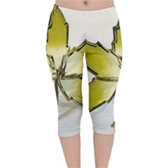 Life Is Beautiful And Green Velvet Capri Leggings  by Humidesigner786