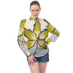 Life Is Beautiful And Green High Neck Long Sleeve Chiffon Top by Humidesigner786