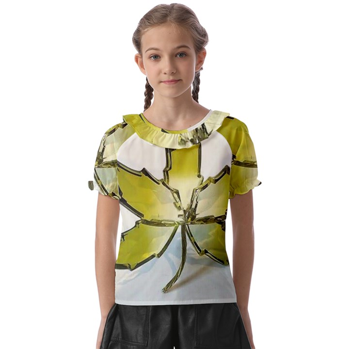 Life is beautiful and green Kids  Frill Chiffon Blouse