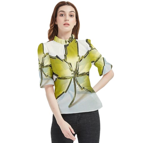 Life Is Beautiful And Green Frill Neck Blouse by Humidesigner786