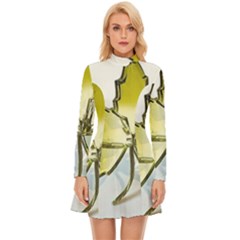 Life Is Beautiful And Green Long Sleeve Velour Longline Dress by Humidesigner786