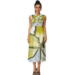 Life Is Beautiful And Green Sleeveless Round Neck Midi Dress by Humidesigner786