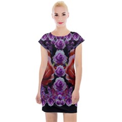 Night So Peaceful In The World Of Roses Cap Sleeve Bodycon Dress by pepitasart