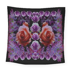 Night So Peaceful In The World Of Roses Square Tapestry (large)