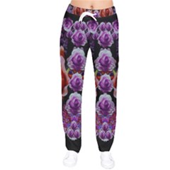 Night So Peaceful In The World Of Roses Women Velvet Drawstring Pants