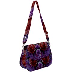 Night So Peaceful In The World Of Roses Saddle Handbag by pepitasart