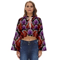 Night So Peaceful In The World Of Roses Boho Long Bell Sleeve Top