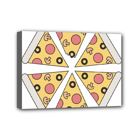 Pizza-slice-food-italian Mini Canvas 7  X 5  (stretched) by Cowasu