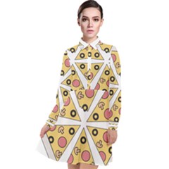 Pizza-slice-food-italian Long Sleeve Chiffon Shirt Dress by Cowasu