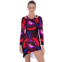 Science-fiction-cover-adventure Asymmetric Cut-out Shift Dress by Cowasu