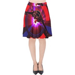 Science-fiction-cover-adventure Velvet High Waist Skirt by Cowasu