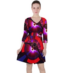 Science-fiction-cover-adventure Quarter Sleeve Ruffle Waist Dress by Cowasu