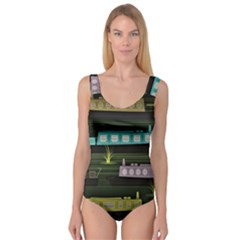 Narrow-boats-scene-pattern Princess Tank Leotard  by Cowasu