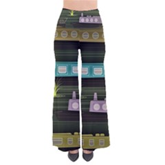 Narrow-boats-scene-pattern So Vintage Palazzo Pants by Cowasu