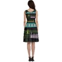 Narrow-boats-scene-pattern Sleeveless V-Neck Skater Dress with Pockets View4