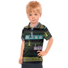 Narrow-boats-scene-pattern Kids  Polo T-shirt