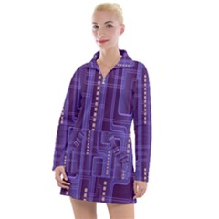 Background-non-seamless-pattern Women s Long Sleeve Casual Dress by Cowasu