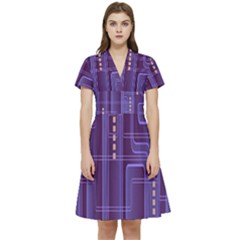 Background-non-seamless-pattern Short Sleeve Waist Detail Dress by Cowasu