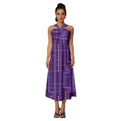 Background-non-seamless-pattern Sleeveless Cross Front Cocktail Midi Chiffon Dress by Cowasu