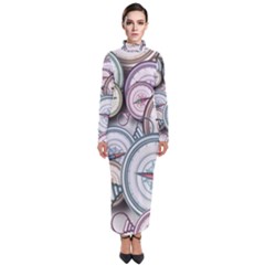 Compass-direction-north-south-east Turtleneck Maxi Dress by Cowasu