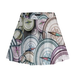 Compass-direction-north-south-east Mini Flare Skirt by Cowasu