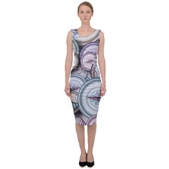 Compass-direction-north-south-east Sleeveless Pencil Dress by Cowasu