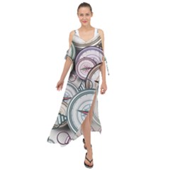 Compass-direction-north-south-east Maxi Chiffon Cover Up Dress by Cowasu