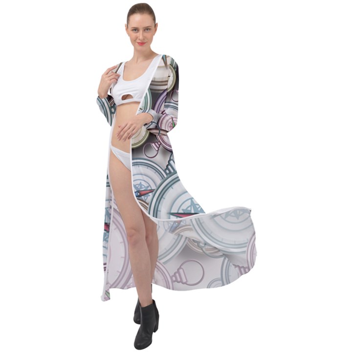 Compass-direction-north-south-east Maxi Chiffon Beach Wrap