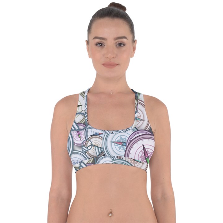 Compass-direction-north-south-east Cross Back Hipster Bikini Top 