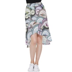 Compass-direction-north-south-east Frill Hi Low Chiffon Skirt by Cowasu