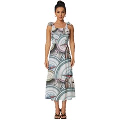 Compass-direction-north-south-east Tie-strap Tiered Midi Chiffon Dress by Cowasu