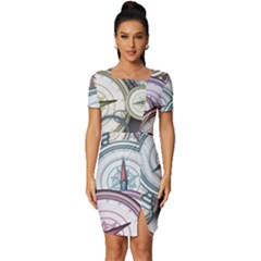 Compass-direction-north-south-east Fitted Knot Split End Bodycon Dress by Cowasu