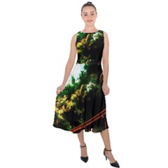 Science-fiction-forward-futuristic Midi Tie-back Chiffon Dress by Cowasu